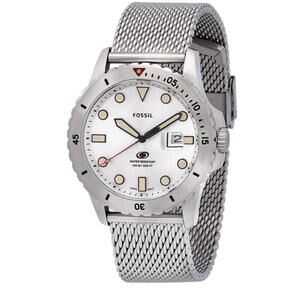 Fossil FS5948 Stainless Steel Mesh Watch Silver Dial Date 100M Quartz